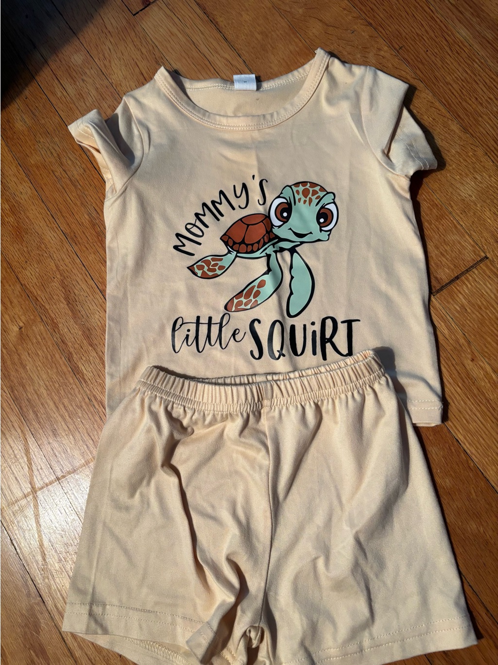 Shein Kids Beige 'Mommy's Little Squirt' Casual Set